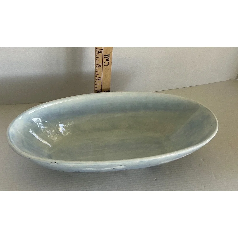 Sakura Nantucket Shoreline Oval Serving Bowl Sailboat Lighthouse Coastal‎ 12.5in